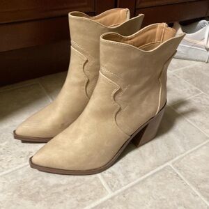 Tan Heeled Ankle Boots 6